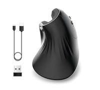 Dioche Souris Verticale Fil - Souris Optique Ergonomique Rechargeable 2,4 G - 3200 DPI Réglable, Silencieux, Compatible avec //Mac - Longue Durée de Vie de la Batterie, Parfaite pour Le Bureau