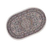 Dioche Tapis Auto-adhésif 1/12 Tapis Miniature tissé Vintage Décoration de Maison de Poupée Ovale 15 Cm de Sol Durables pour Maison de Poupée Chambre et Salon (B02 Beige)