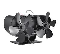 Dioche Ventilateur de Poêle à Bois Ventilateur de Poêle à Chaleur à 10 Pales à Double Moteur Noir | Fonctionnement Silencieux pour une Distribution Efficace de la Chaleur | Conception Non électrique
