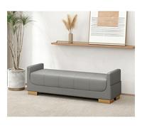 Diodceraic Banc Ottoman Extra Long en Simili Cuir, Banc Rembourré pour Pied De Lit avec Sac De Rangement Caché pour Chambre, Entrée, Repose-Pieds De Salon(Dark Gray,180cm)
