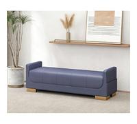 Diodceraic Banc Ottoman Extra Long en Simili Cuir, Banc Rembourré pour Pied De Lit avec Sac De Rangement Caché pour Chambre, Entrée, Repose-Pieds De Salon(Dark Blue,180cm)