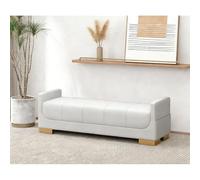 Diodceraic Banc Ottoman Extra Long en Simili Cuir, Banc Rembourré pour Pied De Lit avec Sac De Rangement Caché pour Chambre, Entrée, Repose-Pieds De Salon(Light Gray,160cm)