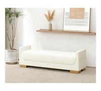 Diodceraic Banc Ottoman Extra Long en Simili Cuir, Banc Rembourré pour Pied De Lit avec Sac De Rangement Caché pour Chambre, Entrée, Repose-Pieds De Salon(White,150cm)