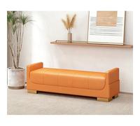 Diodceraic Banc Ottoman Extra Long en Simili Cuir, Banc Rembourré pour Pied De Lit avec Sac De Rangement Caché pour Chambre, Entrée, Repose-Pieds De Salon(Orange,100cm)