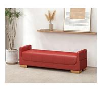 Diodceraic Banc Ottoman Extra Long en Simili Cuir, Banc Rembourré pour Pied De Lit avec Sac De Rangement Caché pour Chambre, Entrée, Repose-Pieds De Salon(Red,180cm)