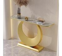 Diodceraic Console contemporaine en Fer, Table de Sofa, Table de Porche Longue en Dalle de Pierre Style Italien pour Hall et entrée, à Poser Contre Le Mur(C,100x30x80cm)