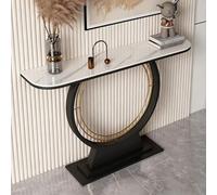 Diodceraic Console Demi-Lune en Fer et Dalle de Pierre, Table d'appoint, Table de Porche Style Italien, résistant aux Rayures, pour hôtel(White,100x30x80cm)