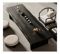 Diodceraic Japanese Low Floor Table Black Solid Wood Vintage Tea Table Low Table Low Height Coffee Table Suitable for Bay Windows for Living/Tea/Reception Room(160cm)