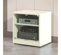 Diodceraic Meuble Média pour Équipement Audiovisuel - Armoire Stéréo avec Portes en Verre Trempé, Gestion des Câbles et Étagères Réglables, pour Chaînes Hi-FI et Composants(White,60cm/23.6in)