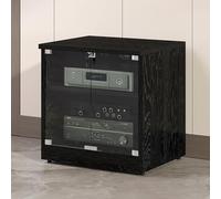 Diodceraic Meuble Média pour Équipement Audiovisuel - Armoire Stéréo avec Portes en Verre Trempé, Gestion des Câbles et Étagères Réglables, pour Chaînes Hi-FI et Composants(Black,60cm/23.6in)