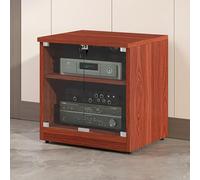 Diodceraic Meuble Média pour Équipement Audiovisuel - Armoire Stéréo avec Portes en Verre Trempé, Gestion des Câbles et Étagères Réglables, pour Chaînes Hi-FI et Composants(Red,60cm/23.6in)