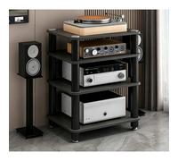 Diodceraic Meuble multimédia Rack Audio vidéo 1/2/3/4 Niveaux, Tour Audio, Support pour Platine Vinyle, pour Salon, Salle de Jeux, Studio d’Enregistrement, Design Ouvert(Gray,4 Tier)