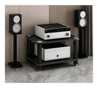 Diodceraic Meuble multimédia Rack Audio vidéo 1/2/3/4 Niveaux, Tour Audio, Support pour Platine Vinyle, pour Salon, Salle de Jeux, Studio d’Enregistrement, Design Ouvert(Black,2 Tier)