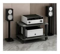 Diodceraic Meuble multimédia Rack Audio vidéo 1/2/3/4 Niveaux, Tour Audio, Support pour Platine Vinyle, pour Salon, Salle de Jeux, Studio d’Enregistrement, Design Ouvert(Gray,2 Tier)