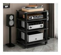 Diodceraic Meuble multimédia Rack Audio vidéo 1/2/3/4 Niveaux, Tour Audio, Support pour Platine Vinyle, pour Salon, Salle de Jeux, Studio d’Enregistrement, Design Ouvert(Black,4 Tier)