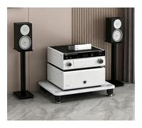 Diodceraic Meuble multimédia Rack Audio vidéo 1/2/3/4 Niveaux, Tour Audio, Support pour Platine Vinyle, pour Salon, Salle de Jeux, Studio d’Enregistrement, Design Ouvert(White,1 Tier)
