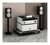 Diodceraic Meuble multimédia Rack Audio vidéo 1/2/3/4 Niveaux, Tour Audio, Support pour Platine Vinyle, pour Salon, Salle de Jeux, Studio d’Enregistrement, Design Ouvert(Gray,1 Tier)