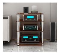 Diodceraic Meuble multimédia Rack stéréo avec étagères en Verre trempé de 8 mm, Rack Audio vidéo 1/2/3/4 Niveaux pour Salon, Salle de Jeux, Studio d’Enregistrement(Amber Glass,4 Tier)
