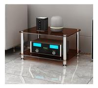 Diodceraic Meuble multimédia Rack stéréo avec étagères en Verre trempé de 8 mm, Rack Audio vidéo 1/2/3/4 Niveaux pour Salon, Salle de Jeux, Studio d’Enregistrement(Amber Glass,2 Tier)