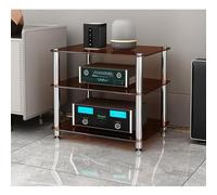 Diodceraic Meuble multimédia Rack stéréo avec étagères en Verre trempé de 8 mm, Rack Audio vidéo 1/2/3/4 Niveaux pour Salon, Salle de Jeux, Studio d’Enregistrement(Amber Glass,3 Tier)