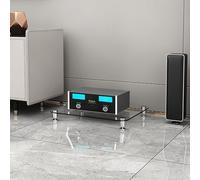 Diodceraic Meuble Rack Hi-FI 1/2/3/4 Étagères en Verre Trempé - Support pour Ampli, Platine Vinyle, CD, Home Cinéma - Armoire de Rangement Équipement Audio(Clear Glass,1 Tier)