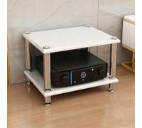Diodceraic Rack Vidéo Audio 1/2/3/4-Tiers Support Stéréo Console Lecteur de Disque Cabinet Colonnes en Bois Massif & Pieds Métalliques Antivibratoires Équipement AV(White,2 Tier)