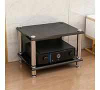 Diodceraic Rack Vidéo Audio 1/2/3/4-Tiers Support Stéréo Console Lecteur de Disque Cabinet Colonnes en Bois Massif & Pieds Métalliques Antivibratoires Équipement AV(Black,2 Tier)