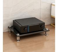 Diodceraic Rack Vidéo Audio 1/2/3/4-Tiers Support Stéréo Console Lecteur de Disque Cabinet Colonnes en Bois Massif & Pieds Métalliques Antivibratoires Équipement AV(Black,1 Tier)