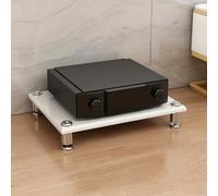 Diodceraic Rack Vidéo Audio 1/2/3/4-Tiers Support Stéréo Console Lecteur de Disque Cabinet Colonnes en Bois Massif & Pieds Métalliques Antivibratoires Équipement AV(White,1 Tier)