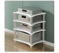 Diodceraic Support Multimédia AV À 1/2/3/4 Étages, Étagères Audio-vidéo en Bois, Armoire Audio Et Rack Stéréo pour Amplificateur, Récepteur, Lecteur CD Et Système De Cinéma Maison(White,4 Tier)