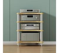 Diodceraic Support Multimédia AV À 1/2/3/4 Étages, Étagères Audio-vidéo en Bois, Armoire Audio Et Rack Stéréo pour Amplificateur, Récepteur, Lecteur CD Et Système De Cinéma Maison(Walnut,4 Tier)