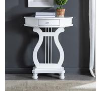 Diodceraic Table de Console canapé Half Moon Birch, Table d'extrémité du Milieu du siècle avec tiroir, Meuble d'entrée américain(White)