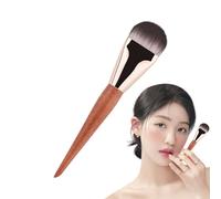 Dioeazh Brosse de fondation plate pour le maquillage liquide, pinceaux de fond de teint,Brosse de fond de maquillage ultra mince - Poignée en bois, applicateurs portables à poils doux pour le contour,
