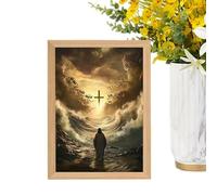 Dioeazh Lumière Peinture Jésus,Lampe Jésus 4D Art Mural | Décoration Murale Artistique Chrétienne Inspirante pour Maison Salon Chambre Église Pâques et Noël