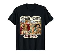 Diogenes Philosopher Bande dessinée avec Quelques Pieds à Gauche T-Shirt Graphique avec Valeur