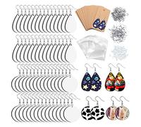 Diogeynu 1 lot de boucles d'oreilles avec impression par sublimation comprenant des boucles d'oreilles à transfert de chaleur brute, des crochets d'oreille, des bouchons d'oreille, des anneaux ouverts
