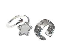 Diogeynu Bague ouverte simple et empilable avec étoiles à cinq pointes, bijoux punk tendance pour femmes et filles, bijou au design unique, taille unique, Comme décrit, Comme décrit.