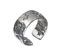 Diogeynu Bague ouverte simple et empilable avec étoiles à cinq pointes, bijoux punk tendance pour femmes et filles, bijou au design unique, taille unique, Comme décrit, Comme décrit.