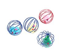 Diogeynu Balle roulante en cage métallique avec souris en peluche pour chats et chatons Couleurs aléatoires Jouets pour chats d'intérieur