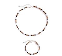 Diogeynu Élégant collier de perles en bois de noix de coco et ensemble d'accessoires de bijoux pour homme et femme usage quotidien décontracté perles bijoux
