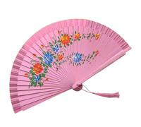 Diogeynu Élégant éventail de danse espagnole double face peint à la main Motif floral pliable pour spectacles et décoration