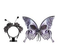 Diogeynu Ensemble de costumes de cosplay avec squelette et ailes de papillon et bandeau, cadeaux fantaisie, accessoires de jeu de rôle, ailes