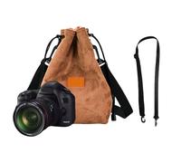 Diogeynu Étui souple pour appareil photo avec cordon de serrage et bandoulière réglable - Sac de rangement souple pour objectif - Sac à bandoulière portable pour appareil photo, Argenté., Jaune
