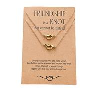 Diogeynu Lot de 2/3 colliers délicats avec pendentif nœud d'amour en acier inoxydable - Bijoux d'amitié pour femmes, adolescentes, filles, couples