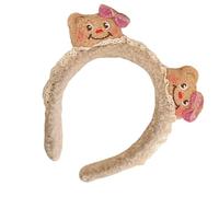 Diogeynu Serre-tête ours de dessin animé pour réunion de famille, bandeau en peluche pour femme pour lavage du visage, anniversaire, séance photo