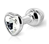 Diogol Plug Anal Anni avec Swarovski en Forme de Cœur Argent 3,5 mm