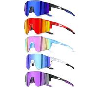 DioKiw Lot de 5 paires de lunettes de soleil polarisées pour enfants - Protection UV400, Lot de 5 - Bleu foncé + rouge + violet + rose + blanc - Cadre bleu, One size fits all