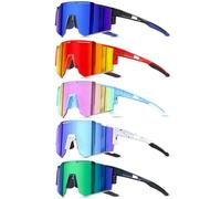 DioKiw Lunettes de soleil polarisées pour enfants - Protection UV400, Lot de 5 - Bleu profond + rouge + vert + rose + blanc - Cadre bleu, One size fits all