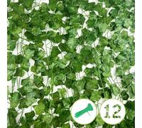 Diompirux 12 pièces Vignes Faux Tombante Réalistes avec Lot de 50 Serrecâble, 2.2 m Lierre Artificiel Guirlande, Artificielle Exterieur Faux Lierre Feuillage, Vigne Décoration pour Jardin, Maison