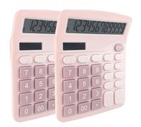 Diompirux 2 pièce Calculette de Bureau Solaire avec Écran LCD à 12 Chiffres, Alimentation Solaire et à Pile, Mini Calculatrice Fonction Standard, pour Les Enseignants, Les étudiants et Le Bureau, Rose